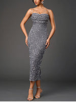 Sparkling Sequin Back Slit Dress