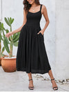 Adjustable Straps Pleated V-neck Ruched Dress