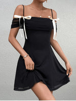 Spaghetti Strap Bowknot Mesh Backless Dress