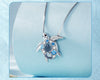 Sterling Silver Sea Turtle Blue Zircon Necklace