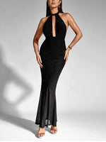 Front Cut Out Backless Sequin Maxi Dress