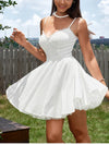Spaghetti Straps Lace Trim Bra Double Layers Dress