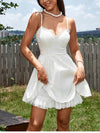 Spaghetti Straps Lace Trim Bra Double Layers Dress