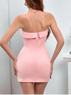 Pink Strapless Lapel Mini Dress