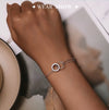 Sterling Silver Zircon Double Hoop Bracelet