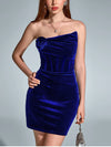 Velvet Strapless Applique Corset Dress