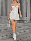 Mesh V-Neck Sleeveless White Dress