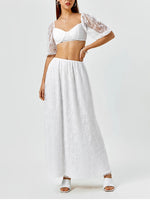 Lace Puff Sleeve Crop Top + Long Skirt Set