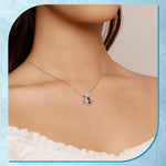 Sterling Silver Sea Turtle Blue Zircon Necklace