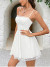 Sweet Back Bandage Lace White Dress