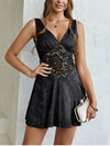 V-Neck Jacquard Lace Backless Dress