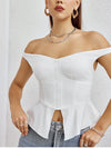 Ruffle Off Shoulder Single-breasted Shirt