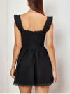 Square Neck Lace Corset Ruched Dress