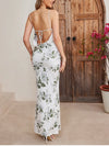 Floral Backless Tie UP Side Slits Dress