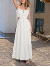 Adjustable Straps Backless Ruffled Lace-up Beach Dress