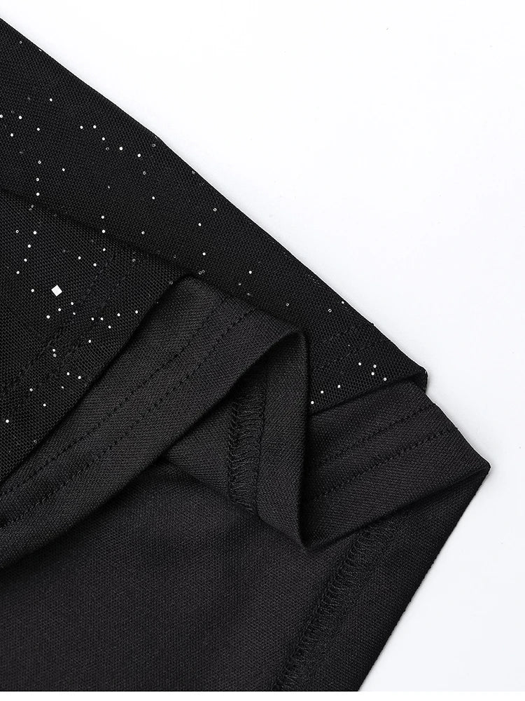 One Shoulder Sequin Mesh Slit Ruffles Party Dress