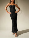 Sparkle Sequin Mesh Built-in Cups Double Layer Long Dress