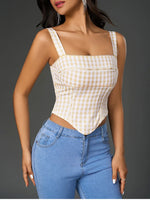 Adjustable Strap Plaid Corset Top