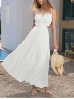 Adjustable Straps Backless Ruffled Lace-up Beach Dress