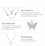 Sterling Silver Double Layers Butterfly Necklace