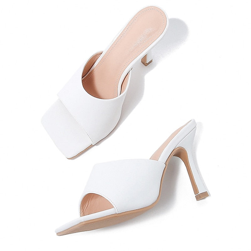 PU Open Square Head High Heel