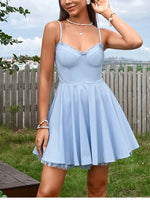 Spaghetti Straps Lace Trim Bra Double Layers Dress