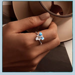 925 Silver Simple Blue Iris Open Ring