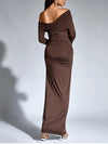 One Off-Shoulder Long Sleeve Ruched Dress