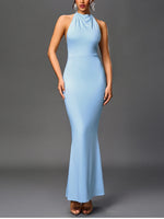 Halter Backless Double Layers Maxi Dress