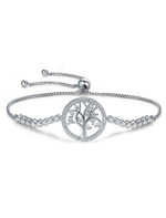 925 Sterling Silver CZ Tree Adjustable Bracelet