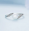 925 Sterling Silver Pearl Zircon Ring