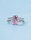 Sterling Sliver Pink Love Zircon Ring