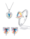 Sterling Silver Glossy Heart Jewelry Set