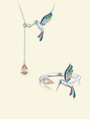 Sterling Silver Colorful Hummingbird Jewelry Set