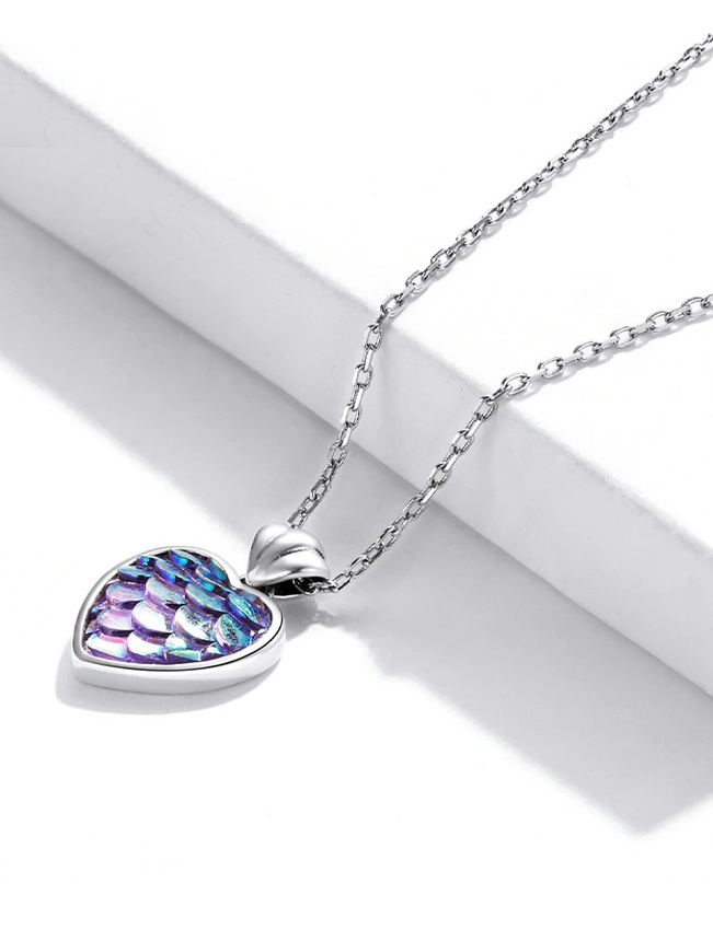 Sterling Silver Ocean Heart Shape Necklace