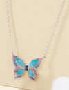 Sterling Silver Colorful Zircon Butterfly Necklace