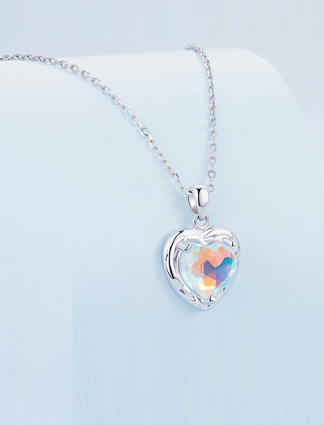 Sterling Silver Heart Glass Necklace