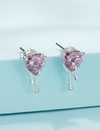 Sterling Silver Pink Heart Stud Earrings