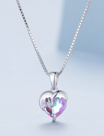 Sterling Silver Melting Purple Heart Necklace