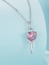 Sterling Silver Pink Heart Zircon Adjustable Necklace