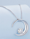 Sterling Silver Moon Zircon Adjustable Necklace