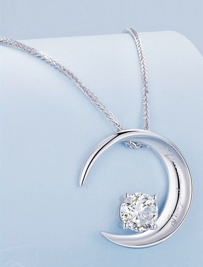 Sterling Silver Moon Zircon Adjustable Necklace