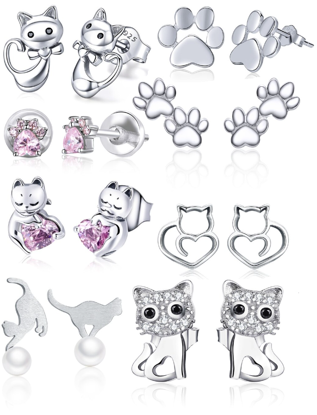 Sterling Silver Cute Animal Stud Earrings