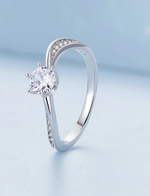 Sterling Silver Prong Zircon Promise Ring