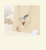 Sterling Silver Colorful Hummingbird Jewelry Set