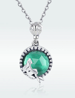 925 Sterling Silver Fairy Green Zircon Necklace