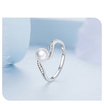 925 Sterling Silver Pearl Zircon Ring