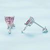 Sterling Silver Pink Heart Stud Earrings