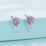 Sterling Silver Pink Heart Stud Earrings