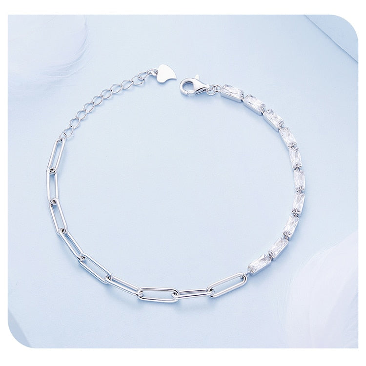 Sterling Silver Splice Zircons Adjustable Bracelet